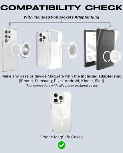 PopSockets Phone Grip for MagSafe with Kickstand, Magnetic Stand, Swappable Top, Secure Hold for iPhone MagSafe Cases, Phone & Tablet Grip - Enamel Rosso