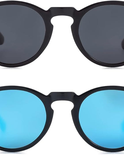 Gleyemor Vintage Polarized Sunglasses for Men Round Sunglasses UV400 Protection Retro Hand-crafted Acetate Frame
