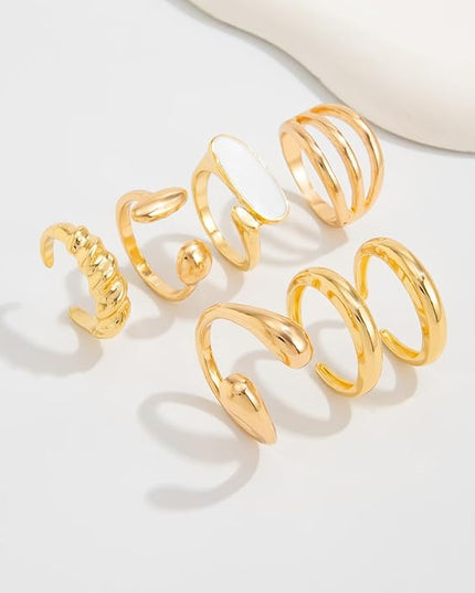 Rings for Women Adjustable Chunky Rings Set Vintage Wide Colorful Flower Stackable Ring for Women Thick Statement Ring Chunky Jewlery