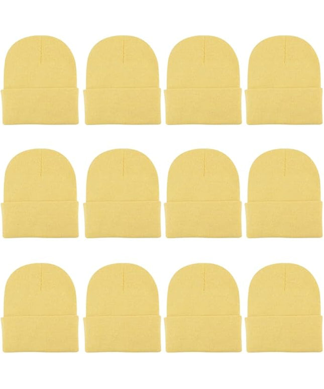 ZH 12-Pack Knitted Winter Beanie Hats for Men and Women, Warm and Cozy Cuffed Skull Caps, Bulk Purchase