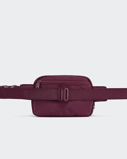 Pander Everywhere Belt Bag for Women, 5 Zipper Pockets Nylon Crossbody Fanny Pack Purse (Red Merlot)