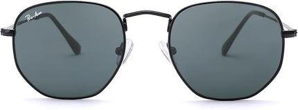 Pro Acme Small Square Sunglasses for Women Men 100% Real Glass Lens Hexagonal Frame