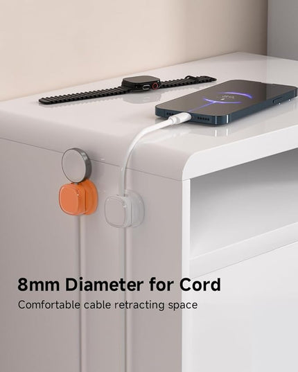 9 Pack Cord Organizer, Spring Cable Management, Adhesive Cute Cable Holder Clips, Phone Charger Wire Keeper for Desk Nightstand Car Office (9-Pack White_Orange_Black)
