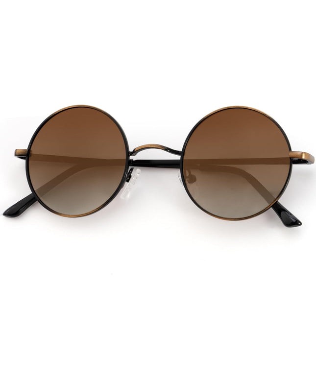 KALIYADI Round Polarized Sunglasses for Men Women Retro Metal Hippie Circle Style Sun Glasses UV Protection