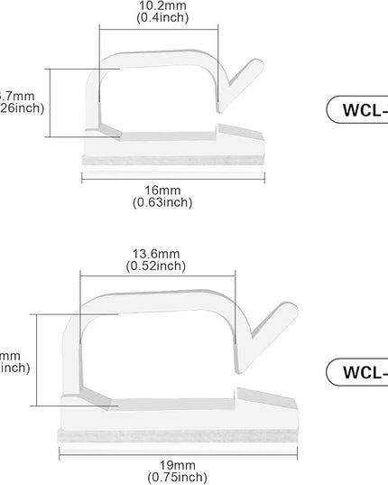 XHF 5/8” Adhesive Cord Clips White 60pcs, Outdoor Christmas Light Clips, Cable Management Staples for Under Desk, Car, Wall, TV, PC, Ethernet
