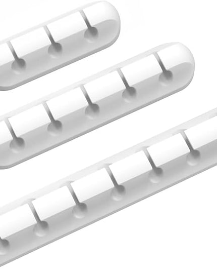 Cord/Cable Organizer White Cord Holder, Wire Organizer USB Cable Management Cord Keeper, 3 Packs Cable Clips for Car Home and Office (7, 5, 3 Slots)
