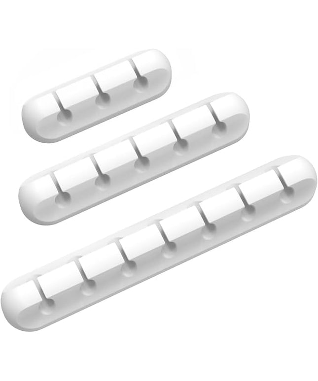 Cord/Cable Organizer White Cord Holder, Wire Organizer USB Cable Management Cord Keeper, 3 Packs Cable Clips for Car Home and Office (7, 5, 3 Slots)