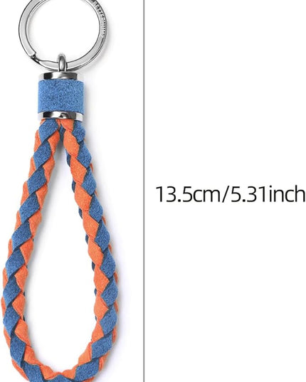 BETTERHUMZ Leather Key Fob Car Weave Keychain Ring Woven Strap Braided Key Chain for Alcantara Accessories