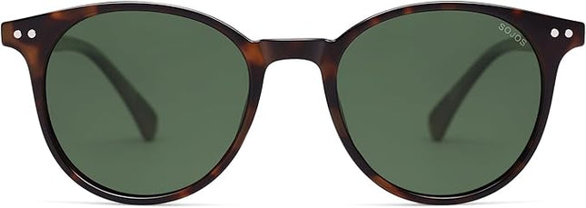 SOJOS Small Round Classic Polarized Sunglasses for Women Men Vintage Style UV400 Lens MAY SJ2113