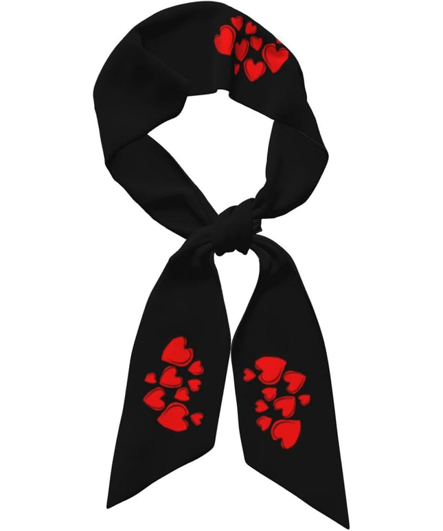 Valentine Red Hearts Bandanas Head Scarf For Women Hair Scarves Accessories Lightweight Fashion Wrap Neck Headscarf