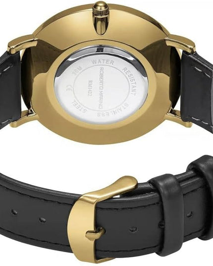 Roberto Marino RM1423 Men’s Luxury Watch – Japanese Quartz, Leather Strap, White Dial, 3 ATM Water Resistant