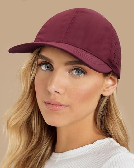 Xinveen Quick Dry Baseball Cap Curved Brim Snapback Hat Laser Cut Mesh Ball Cap Golf Ball Cap for Men Women