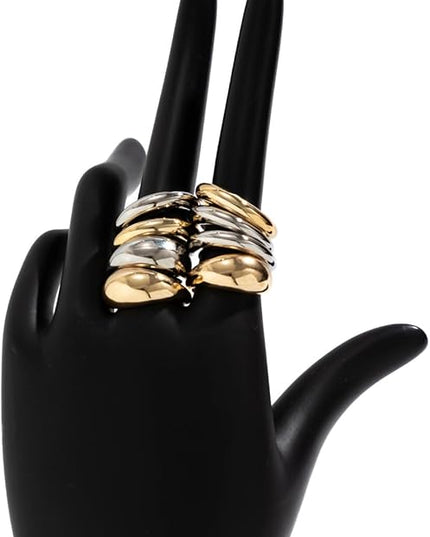 Chunky Rings for Women Adjustable Thick Rings Set Trendy Statement Stackable Ring for Women Chunky Jewlery Irregular Dome Flower Finger Knkuckle Thumb Ring