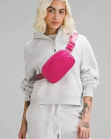YOSHUYUKI Fanny Pack Cross Body Small Crossbody Bags for Women Men Trendy Nylon Waterproof Mini Purse Travel Running Belt Bag Lulu Dupes Bum Hip Chest Waist Pack Side Bag Must Have Hot Pink