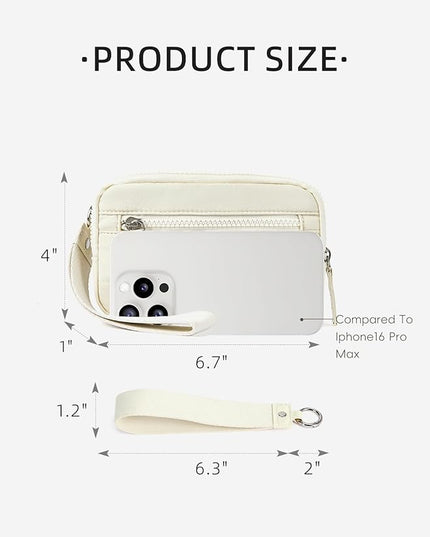 WESTBRONCO Wristlet Wallets for Women Nylon Quilted RFID Wallet with 3 Zipper Purse for Travel