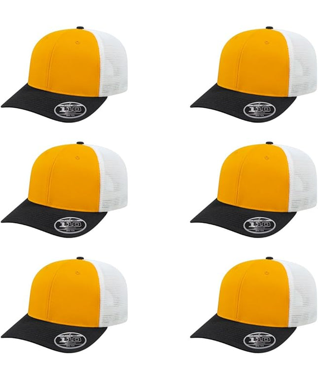 Cap America i8502 Flexfit 110 Premium Mid Profile 6-Panel Mesh Back Trucker Cap Hat w/UV Guard & Adjustable Snapback