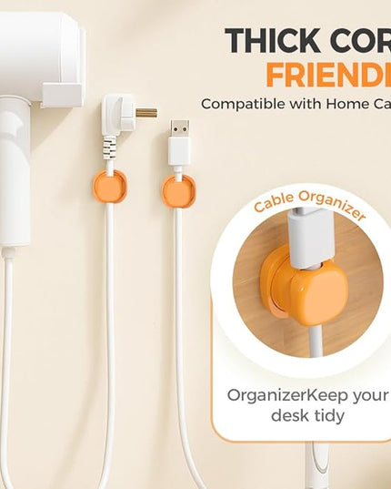Magnetic Cord Organizer, 2026 New Magnetic Cable Clips Desk Cord Holder, 360° Rotation Phone Charger Wire Organizer for Nightstand Home Office Desk, Easy Secure Adhesive Cable Management (3, Black)