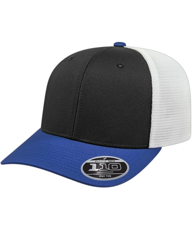 Cap America i8502 Flexfit 110 Premium Mid Profile 6-Panel Mesh Back Trucker Cap Hat w/UV Guard & Adjustable Snapback