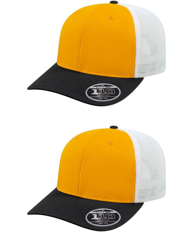 Cap America i8502 Flexfit 110 Premium Mid Profile 6-Panel Mesh Back Trucker Cap Hat w/UV Guard & Adjustable Snapback