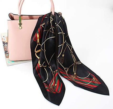 ANDANTINO 100% Mulberry Silk Scarf -21” Lightweight Square Neckerchief – Breathable Digital Printed Scarves with Gift Packed