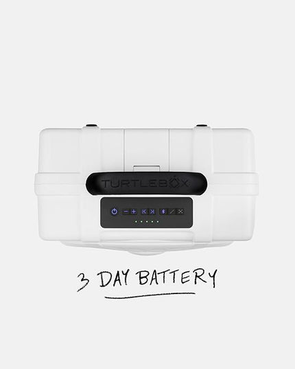 Turtlebox Original Gen 3: Portable Outdoor Bluetooth Speaker – Ultra-Loud (120dB), Waterproof (IP67), Rugged, Impact-Resistant, 3-Day Battery | Party Mode: Unlimited Pairing Stereo, White/Blaze Orange