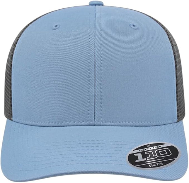 Cap America i8502 Flexfit 110 Premium Mid Profile 6-Panel Mesh Back Trucker Cap Hat w/UV Guard & Adjustable Snapback