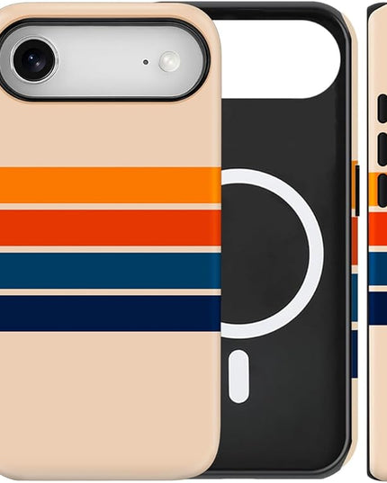 Magnetic for iPhone 17 Pro Case Cute Stripes Phone Case, Shockproof Slim TPU and Hard PC Protective Phone Cover Compatible with MagSafe Designed for Women Girls,