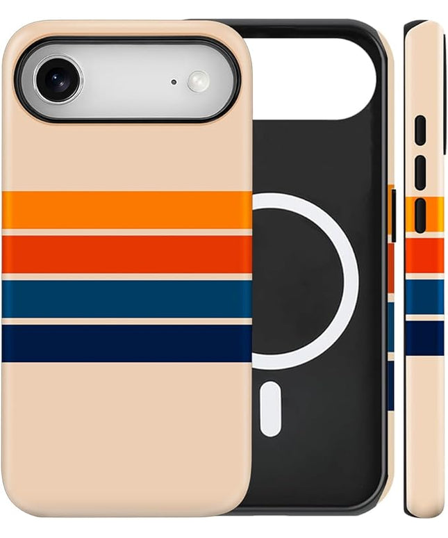 Magnetic for iPhone 17 Air Case Cute Stripes Phone Case, Shockproof Slim TPU and Hard PC Protective Phone Cover Compatible with MagSafe Designed for Women Girls,