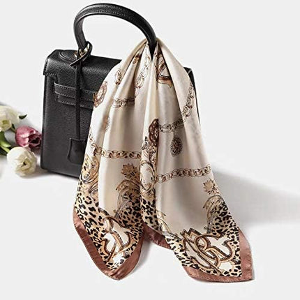 ANDANTINO 100% Real Mulberry Silk Scarf -21'' x 21''- Lightweight Neckerchief –Women Men Small Square Digital Printed Scarves