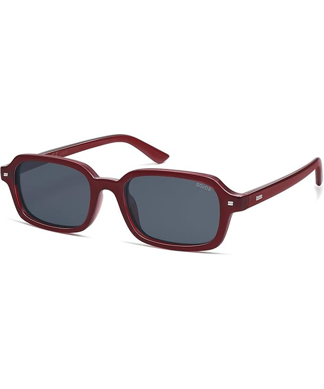 SOJOS Trendy Rectangle Polarized Sunglasses Womens Mens, Small Retro Fashion Thin Slim Square Sunnies SJ2610