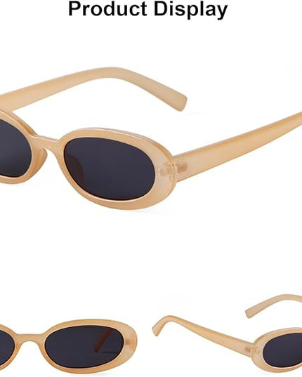 90s Sunglasses for Women Men Retro Small Oval Sunglasses