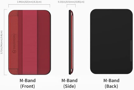 Sinjimoru Soft Wool Band Grip Phone Wallet for MagSafe, Magnetic Phone Card Holder for Back of Cell Phone Case with Hand Finger Holder Compatible with iPhone 14 13 12 Series. M-Band Red
