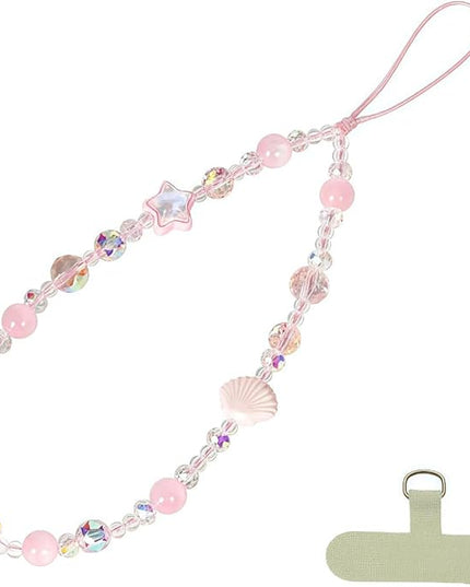 Cute Sparkling Star & Cat's Eye Phone Lanyard, Beaded Crystal Charm Strap for Phone Keys Purse - Gift for Women