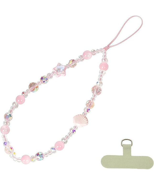 Cute Sparkling Star & Cat's Eye Phone Lanyard, Beaded Crystal Charm Strap for Phone Keys Purse - Gift for Women