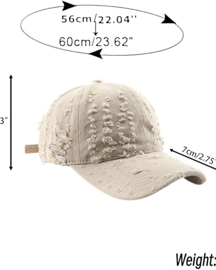 Vintage Washed Distressed Baseball Cap - Adjustable Unisex Solid Color Retro Hat for Outdoor & Casual Wear