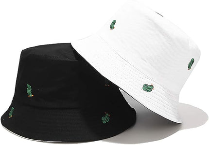 Malaxlx Unisex Bucket Hat Beach Sun Hat Aesthetic Fishing Hat for Men Women Teens, Reversible Double-Side-Wear