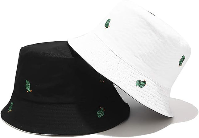 Malaxlx Unisex Bucket Hat Beach Sun Hat Aesthetic Fishing Hat for Men Women Teens, Reversible Double-Side-Wear