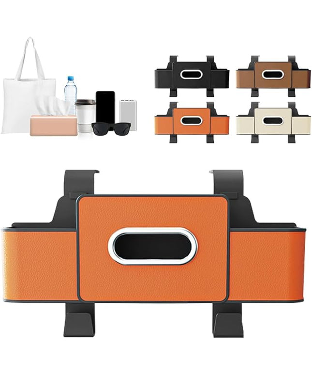 Back Seat Car Organizer,3-in-1 Car Backseat Storage Box with Cup Holder,Tissue Box,Trash Bin&Hooks,Multifunctional Waterproof Storage for Hold Phones Snacks Drinks Handbags (1, Orange)