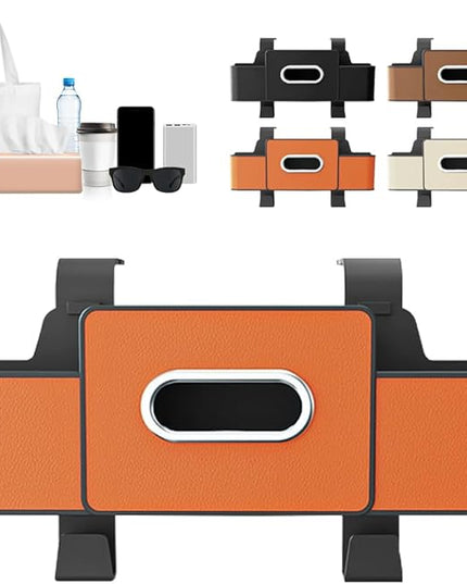 3-in-1 Car Backseat Organizer with Cup Holder, Tissue Box, Trash Bin & Hooks, 2026 Multifunctional Back Seat Car Organizer for Phones, Snacks, Drinks, and Handbags (Orange)
