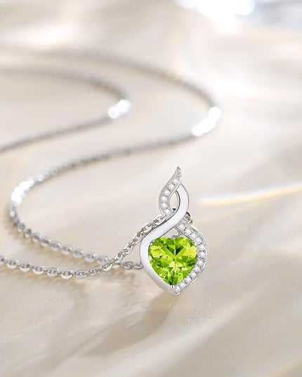 FANCIME 14K Solid White Gold Heart Birthstone Necklace with Diamond Pendent Birthday Gifts for Mom Women, Sterling Silver Chain 16" + 2" Extender