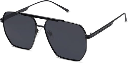 SOJOS Retro Oversized Square Polarized Sunglasses for Women Men Vintage Shades Classic Large Metal Sun Glasses
