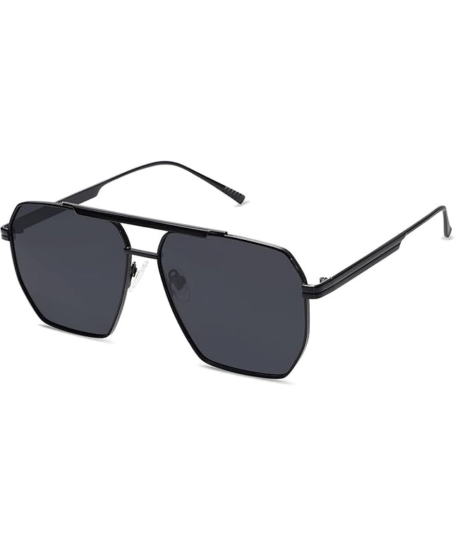 SOJOS Retro Oversized Square Polarized Sunglasses for Women Men Vintage Shades Classic Large Metal Sun Glasses