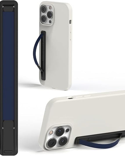 SleekStrip SleekGrip-Essential Ultra Thin Phone Grip Stand,Slim Metal Finger Loop Ring Hand Holder Strap Cell Phone Grips for iPhone 16 Pro Max,17 Air,Android,Case Back - Black x Navy Blue