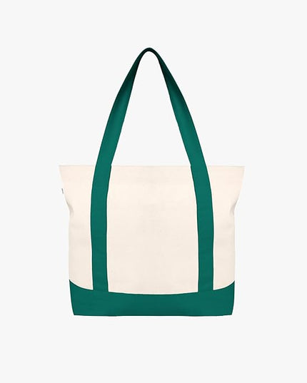 Eco Right Canvas Tote Bag for Women with Zip & Inner Pocket, 100% Organic Cotton Tote Bags for Men, Shopping, Beach