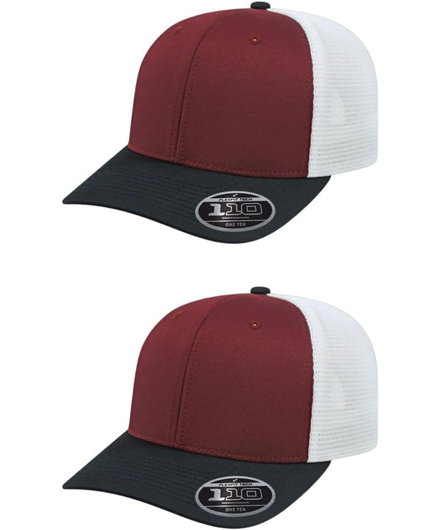 Cap America i8502 Flexfit 110 Premium Mid Profile 6-Panel Mesh Back Trucker Cap Hat w/UV Guard & Adjustable Snapback