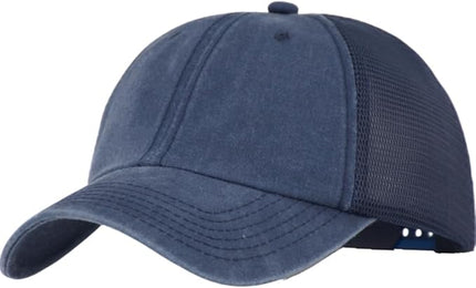 Vintage Washed Soft Crown Baseball Cap Plain Snapback Trucker Hat Men Women Adjustable Distressed Mesh-Back Ball Cap