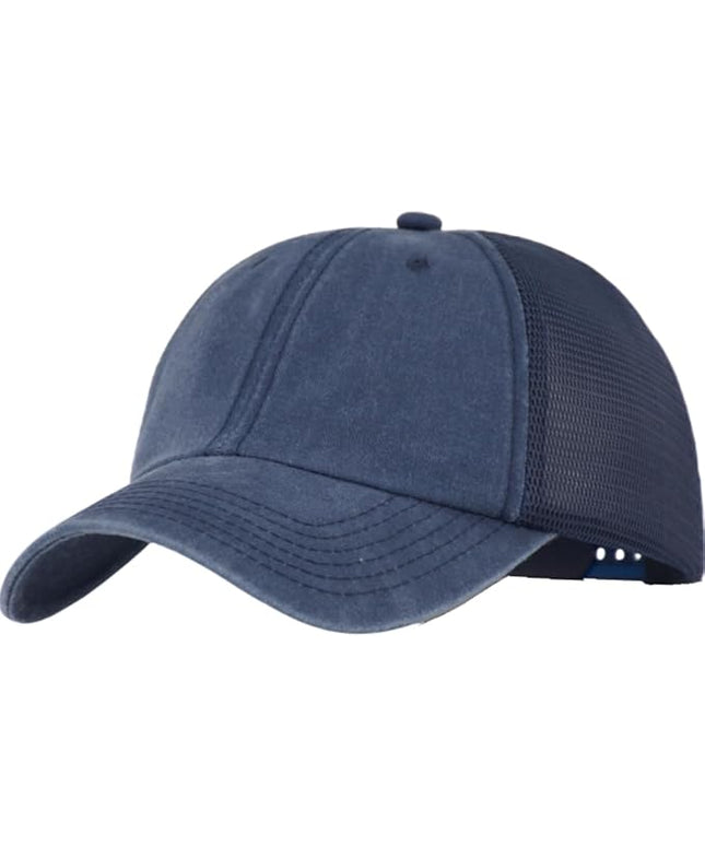 Vintage Washed Soft Crown Baseball Cap Plain Snapback Trucker Hat Men Women Adjustable Distressed Mesh-Back Ball Cap