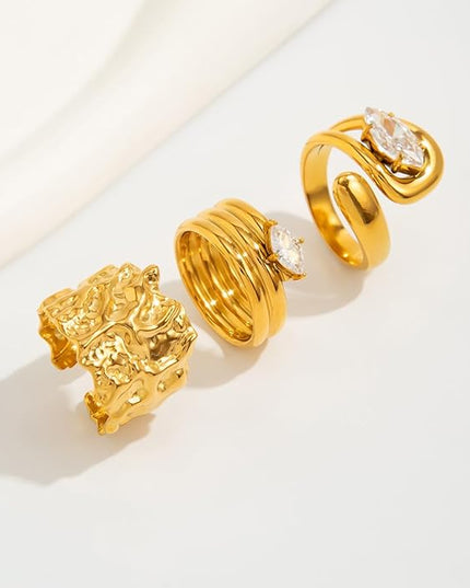 Rings for Women Adjustable Chunky Rings Set Vintage Wide Colorful Flower Stackable Ring for Women Thick Statement Ring Chunky Jewlery