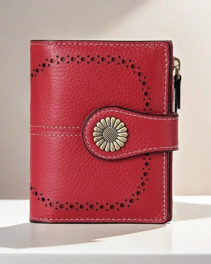SENDEFN Small Womens Wallet Leather Bifold Card Holder RFID Blocking with Zipper Coin Pocket