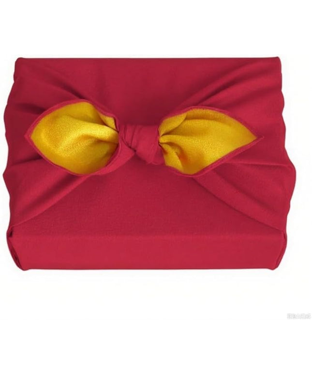 Furoshiki Japanese Wrapping Cloth Eco Gift Wrap Paper Reversible Eco-bag Christmas birthday Gift Wrapping Bento Lunch Cake Wine Bottle Box Kimono Cover (Bright Red and Yellow, 27.6 x 27.6 inches)
